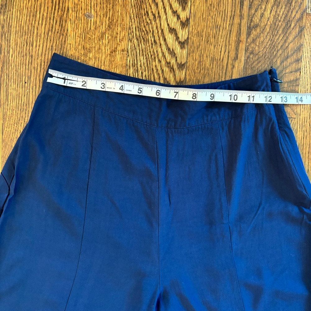 Maeve Anthropologie Wide-Leg Cropped Navy Blue Pants High Rise Size 0 - Picture 2 of 6